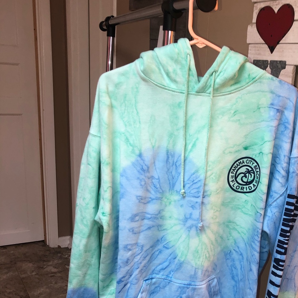 Tie dye green and blue hoodie